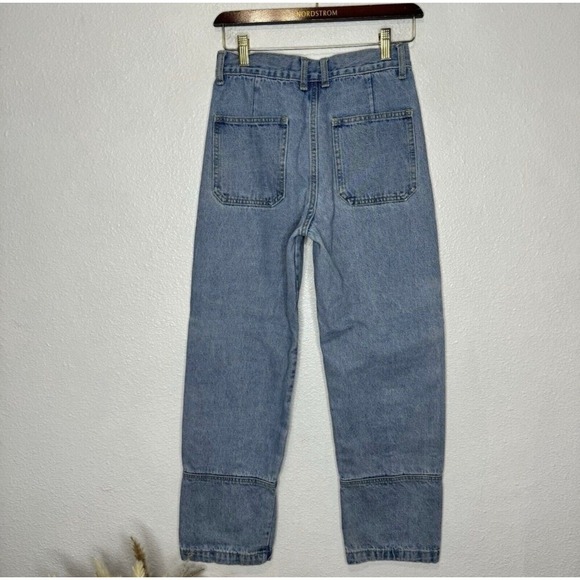 Lioness The Stacey Cargo High Rise Straight Leg Jeans XS Medium Wash Denim - Picture 3 of 11